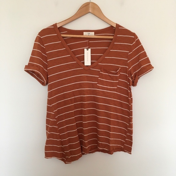 NWT Anthropologie T.La Riley Asymmetrical Pocket Tee Top Sz S Gold Orange Boho - Picture 1 of 13